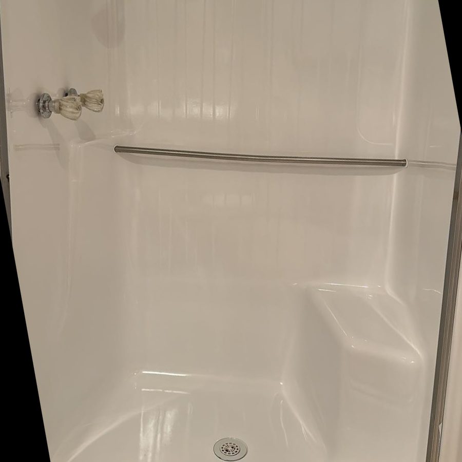 Tiled shower, back to bright — after